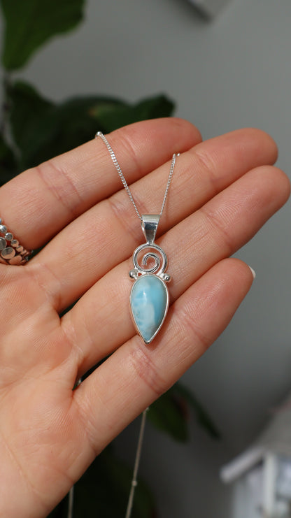 Larimar Spiral Crest Pendant