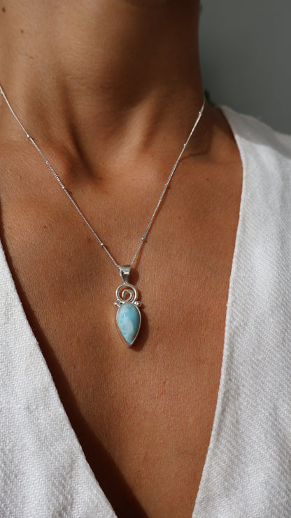 Larimar Spiral Crest Pendant