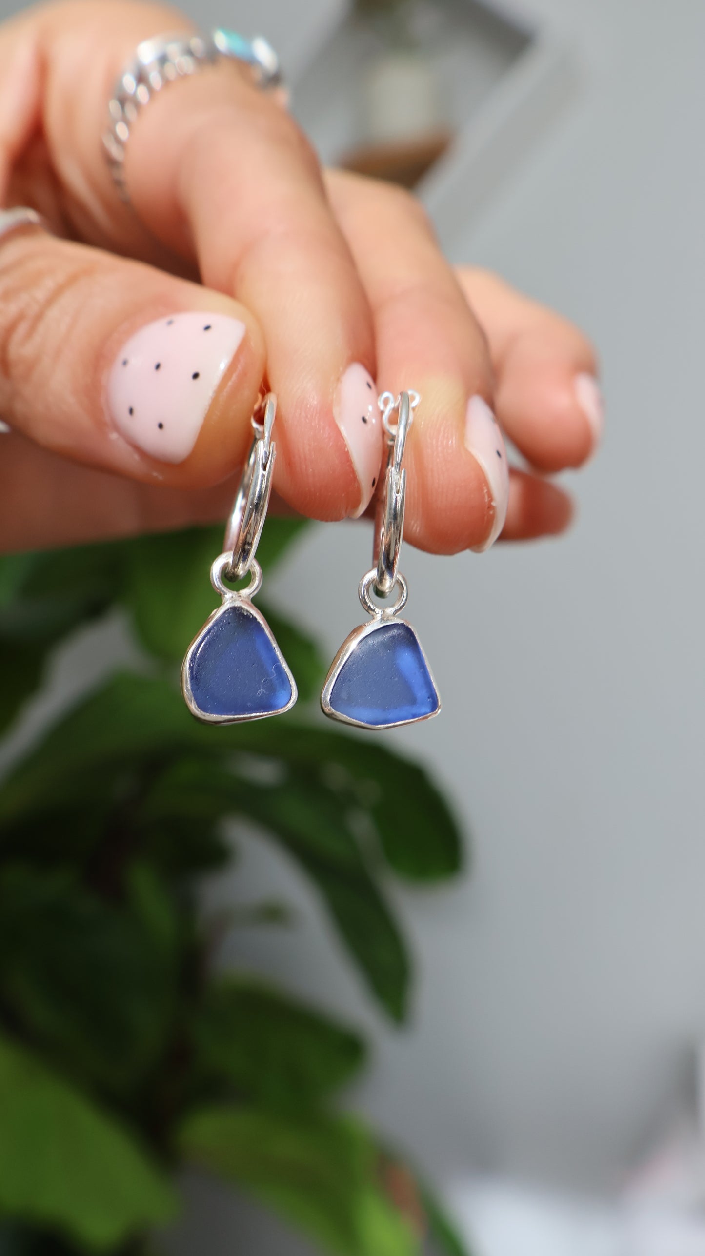 Cobalt Tide Sea Glass Earrings