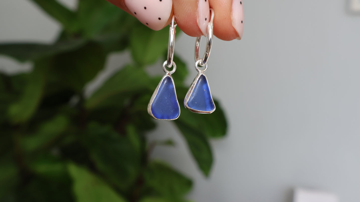 Cobalt Tide Sea Glass Earrings