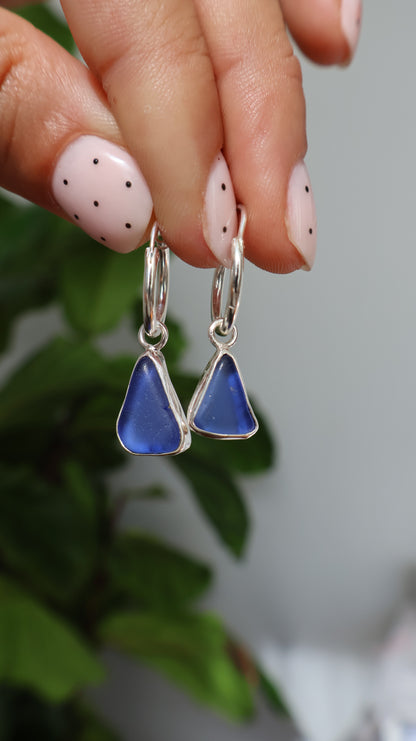 Cobalt Tide Sea Glass Earrings