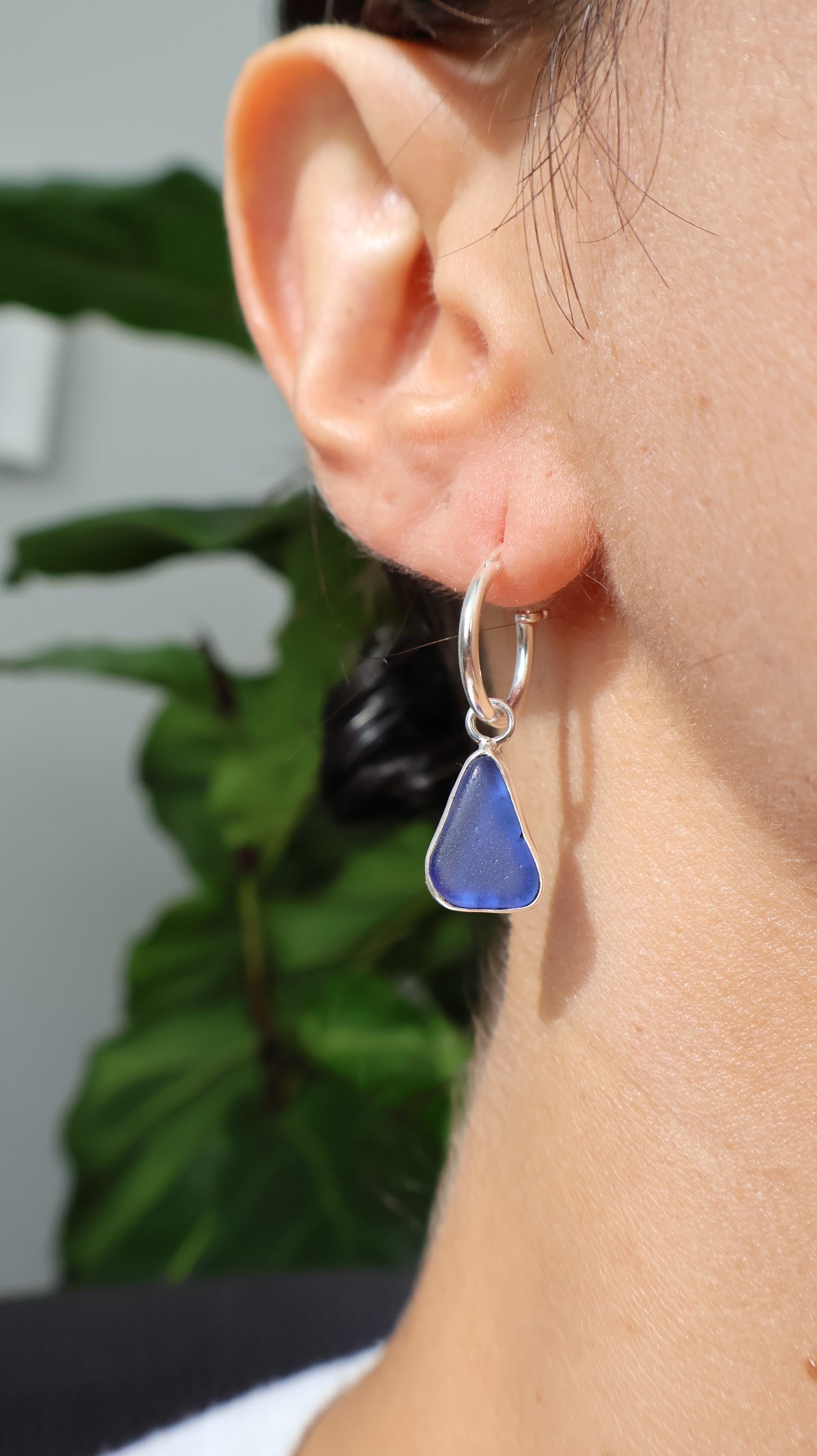 Cobalt Tide Sea Glass Earrings