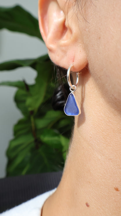 Cobalt Tide Sea Glass Earrings