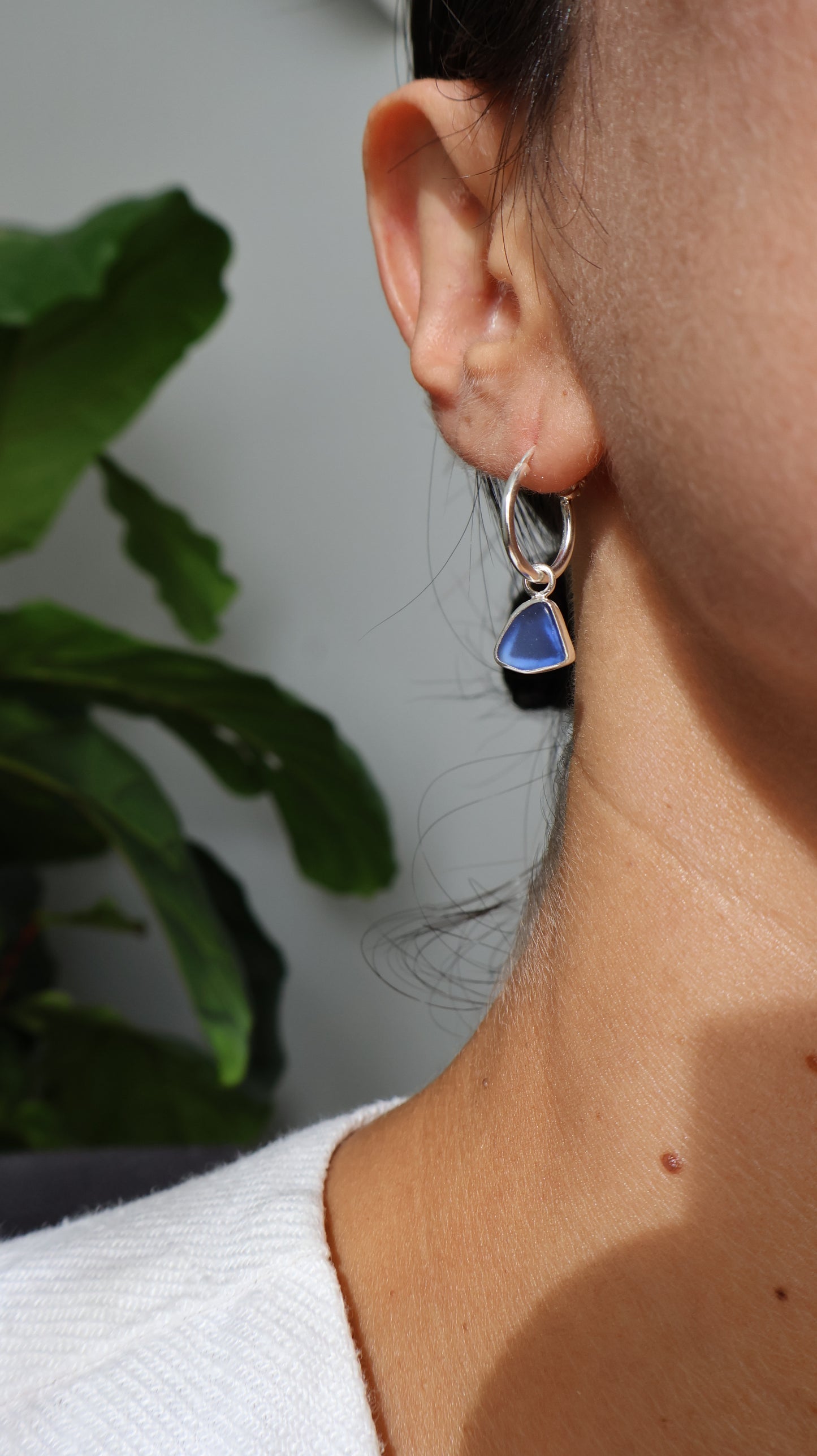 Cobalt Tide Sea Glass Earrings