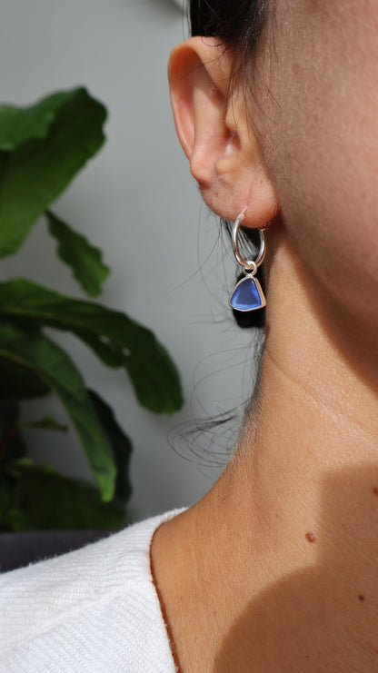 Cobalt Tide Sea Glass Earrings