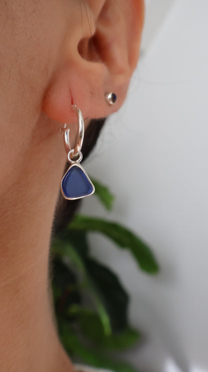 Cobalt Tide Sea Glass Earrings