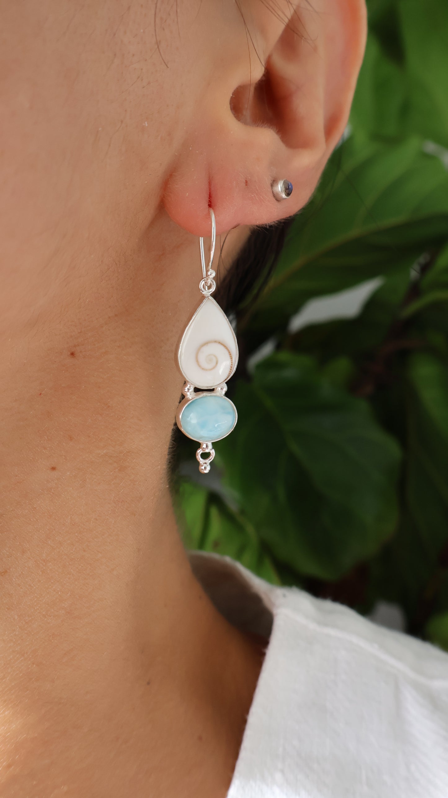 Sea Spiral - Larimar Earrings