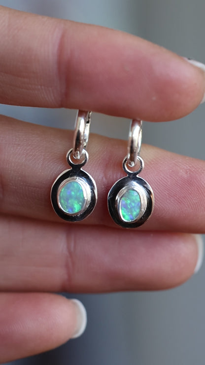Lightning Ridge opals Hoops