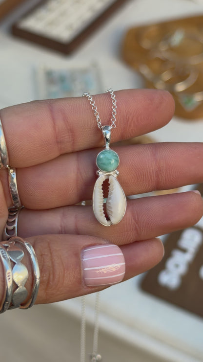 Cowrie & Larimar Necklace