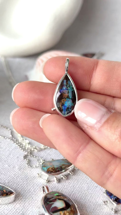 Mystic- Solid Boulder Opal Pendant
