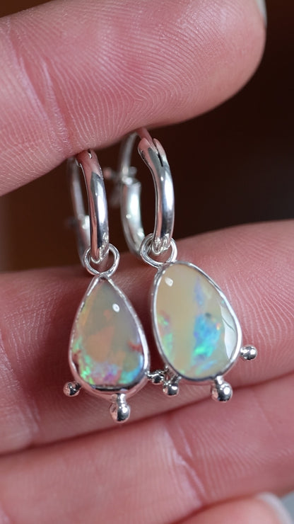 Boulder Opal Hoops