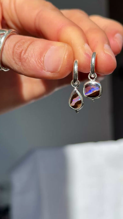 Purple Vein Opal Hoops