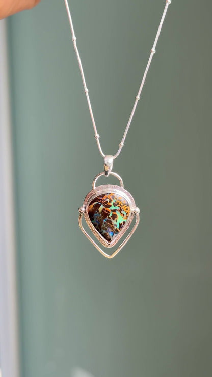 Desert Ember — Boulder Matrix Opal Necklace
