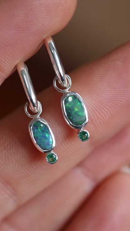 Lightning Ridge & Emerald Hoops