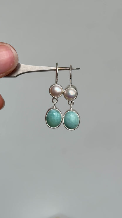 Nerina — Larimar & Pearl Earrings