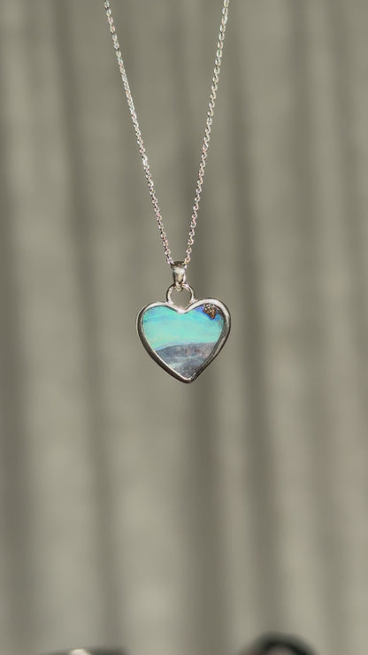 Whitehaven Heart — Boulder Opal Necklace