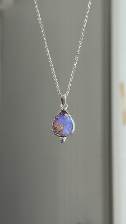 Boulder Opal & Iolite Pendant