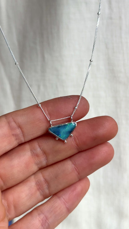 Cobalt- Solid Boulder opal Necklace