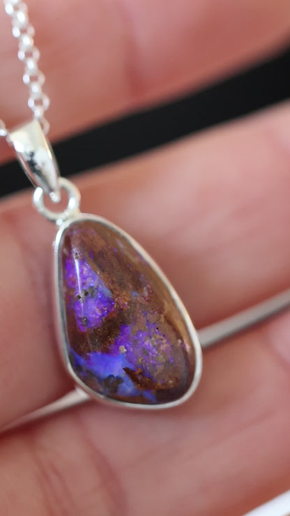 solid boulder opal pendant