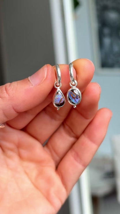 Sunlit Boulder Opal Hoops