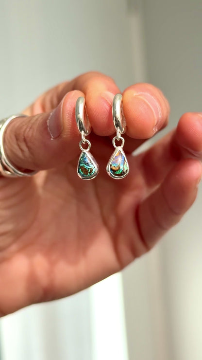 Azure Flame Opal Hoops