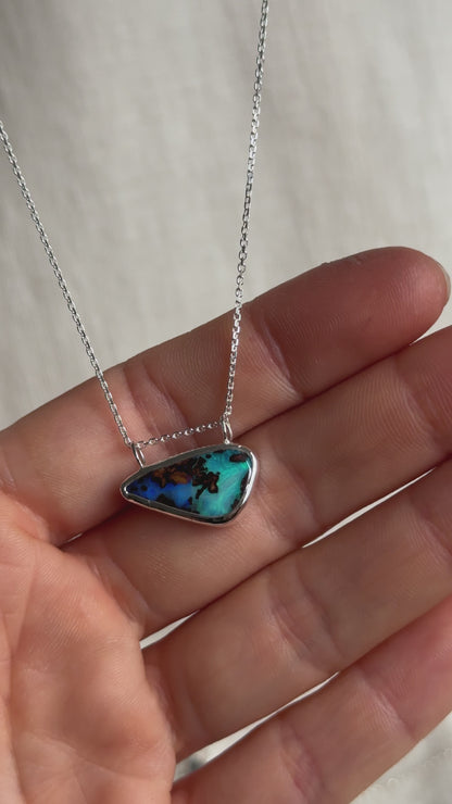 Teal Solid Boulder Necklace