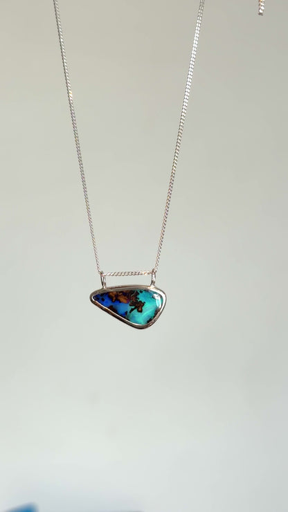 Teal Solid Boulder Necklace