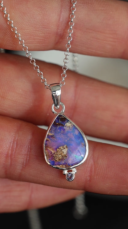 Boulder Opal & Iolite Pendant