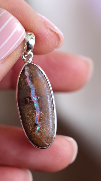 Solid Boulder Opal Pendant