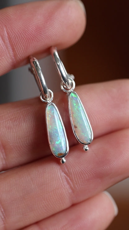 Boulder Opal Hoops
