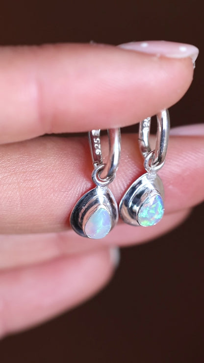 Crystal Opal Hoops