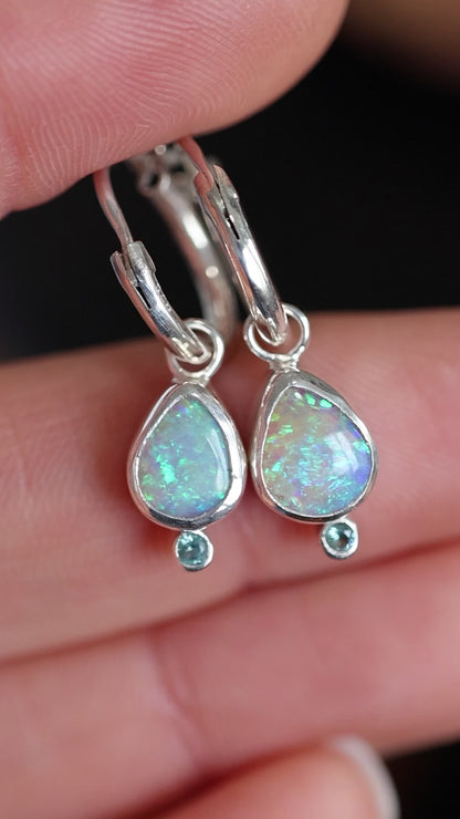 Opal & Aquamarine Hoops