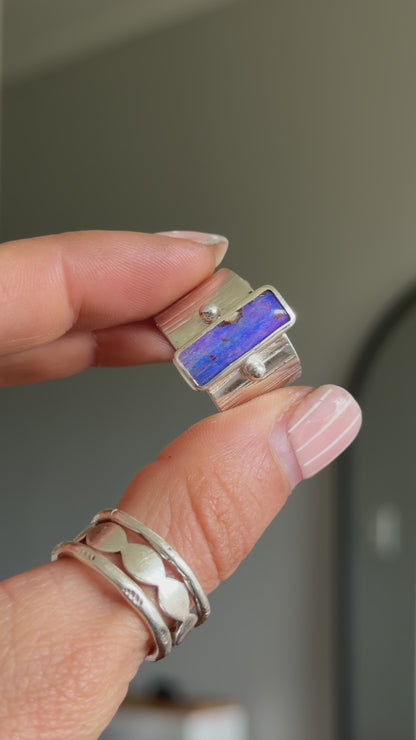 Boulder Opal Wood Replacement Ring