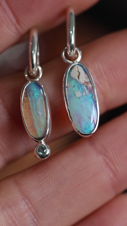 Boulder Opal Hoops