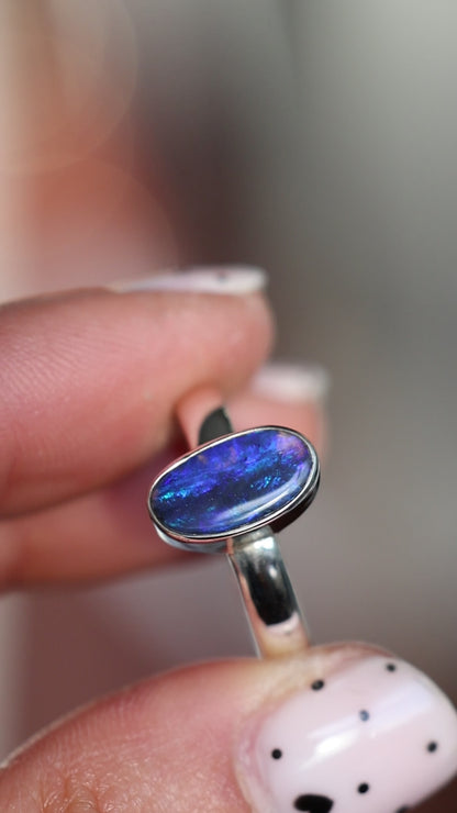 Lightning Ridge semi-black opal Ring
