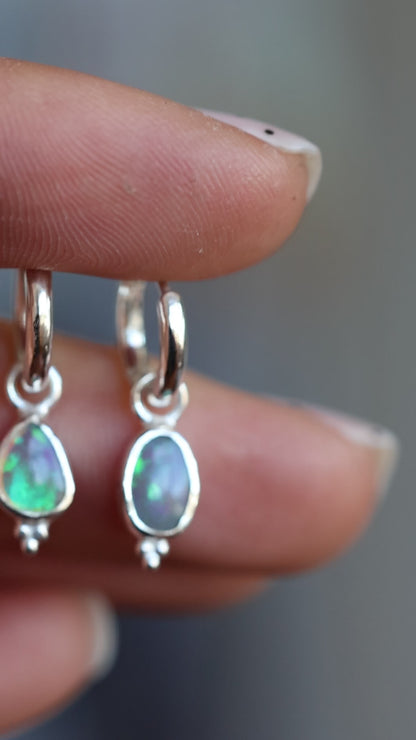 Crystal Opal Hoops