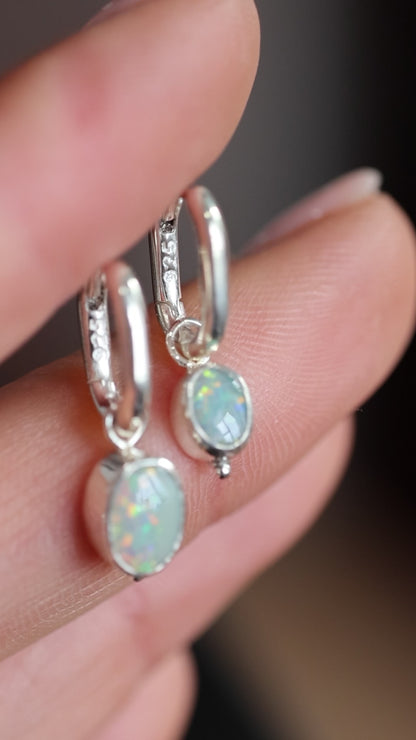 Lightning Ridge Opal Hoops