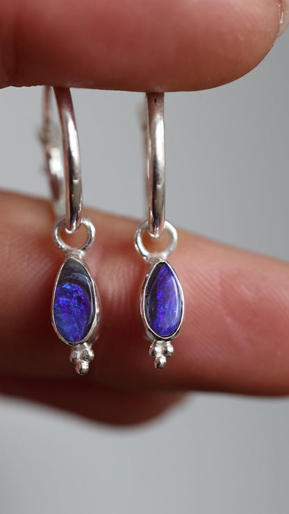 Solid Boulder Opal Hoop Earrings