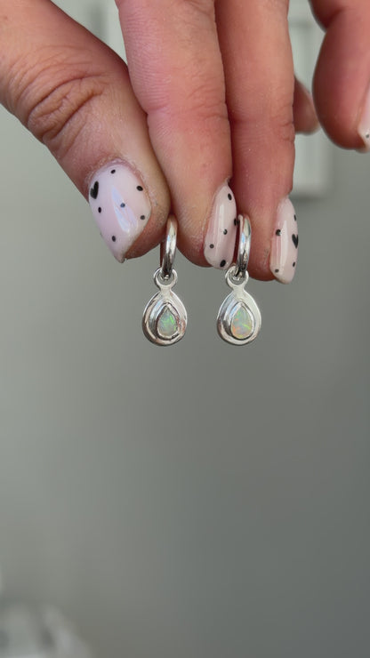 Solid Opal Drop Hoops