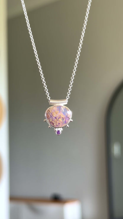 Boulder Pipe Opal & Amethyst Necklace