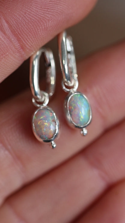 Boulder Opal Hoops