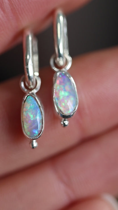 Boulder Opal Hoops