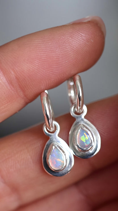 Solid Opal Drop Hoops