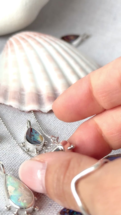 Nocturna - Solid boulder Opal Pendant